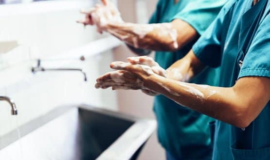 Doctors washing hands